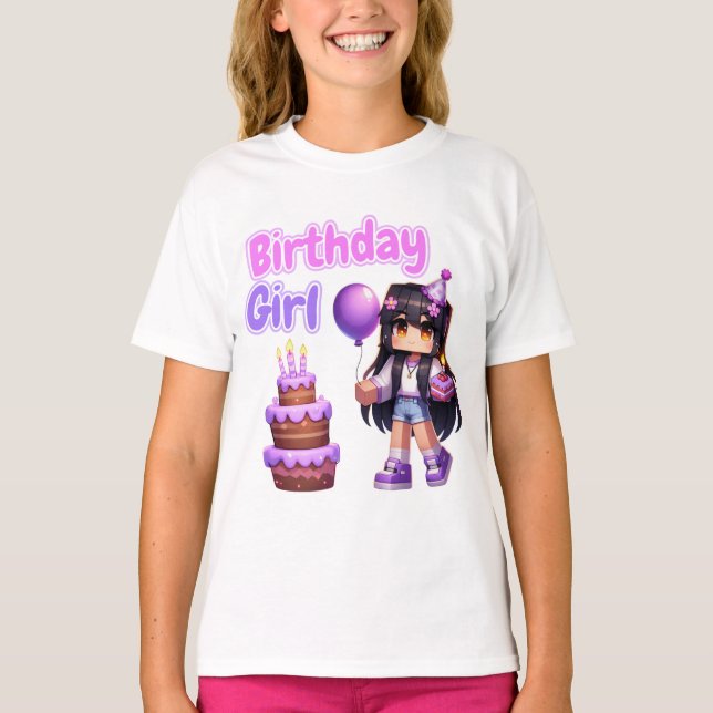 Camiseta Minecraft Aphmau, Birthday Girl, Cute Youtuber, (Frente)