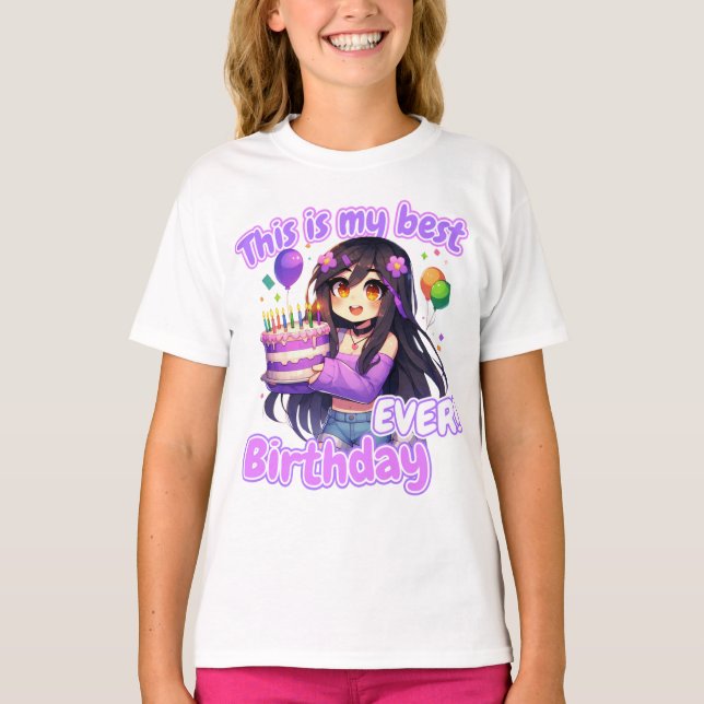Camiseta Minecraft Aphmau, Cute Birthday, Fan Art, MeeMeow, (Frente)