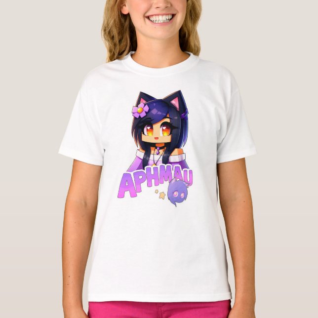 Camiseta Minecraft Aphmau, Cute Youtuber, Fan Art, MeeMeow, (Frente)