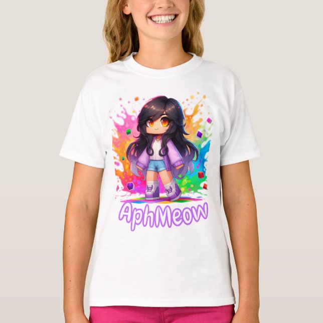 Camiseta Minecraft Aphmau, Cute Youtuber, Fan Art, MeeMeow, (Frente)