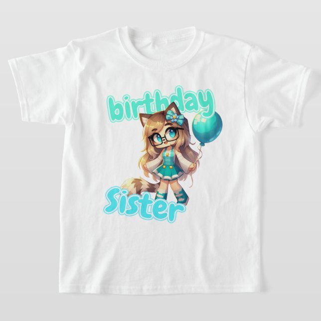 Camiseta Minecraft Aphmau, Irmã Birthday, Cyan Kim Cute, (Postura )