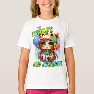 Camiseta Minecraft Birthday, Menina Fresca, Minecrafter, Fe