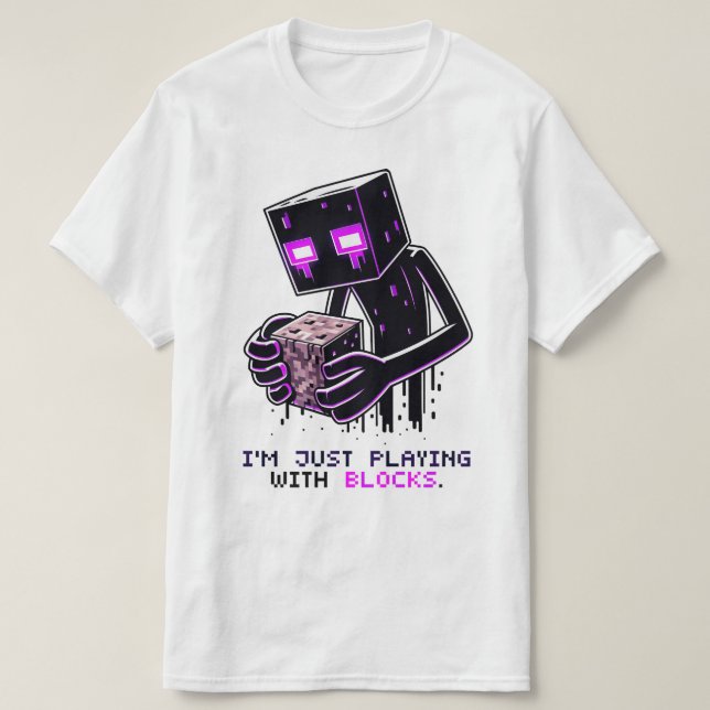 Camiseta Minecraft Enderman, só estou brincando com Blocks. (Frente do Design)