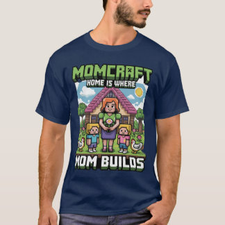 Camiseta Minecraft mãe feliz dia das mães menina