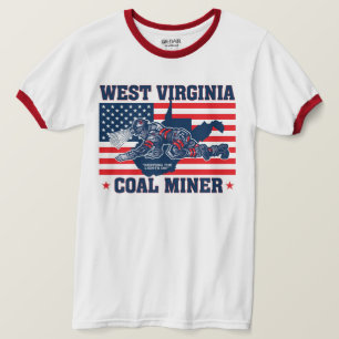 Camiseta MINERADOR DE CARVÃO DA VIRGÍNIA OCIDENTAL vermelho