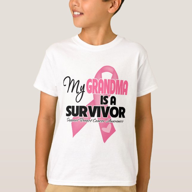Camiseta Minha avó é um sobrevivente - cancro da mama (Frente)