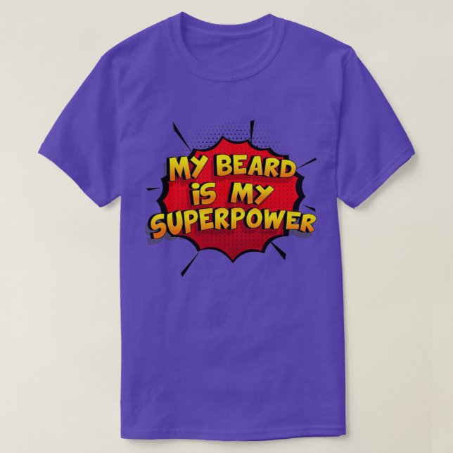 Camiseta Minha barba é minha super poderosa Design Engraçad (Frente do Design)