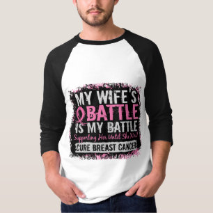 Camiseta Minha batalha esposa de demasiado 2 cancro da mama