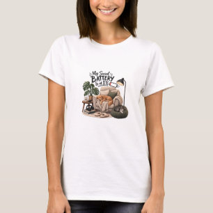 Camiseta Minha Bateria Social Está em 1% Humor de Cachorro
