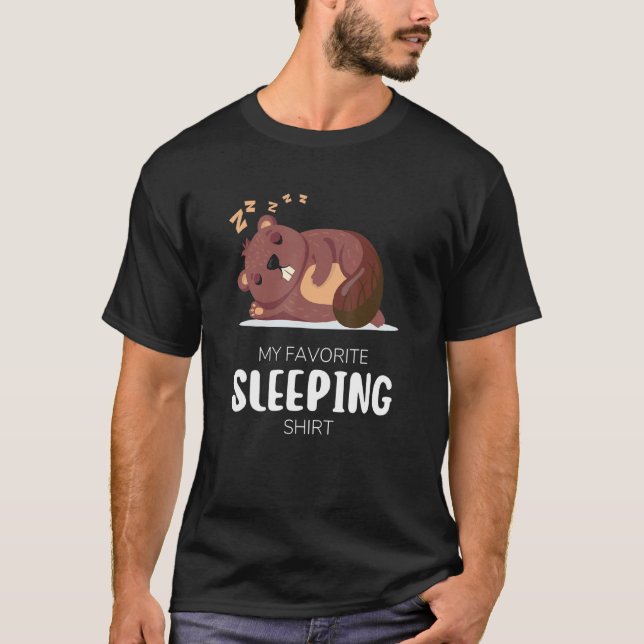 Camiseta Minha Bieber De Dormir De Animais Favoritos (Frente)