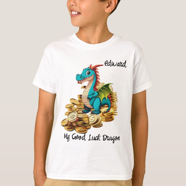 Camiseta Minha Boa Sorte Dragão Personalizável (Frente)