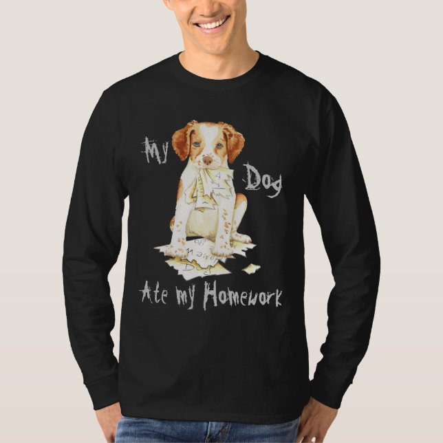 Camiseta Minha Brittany Comeu Meu Trabalho De Casa (Frente)