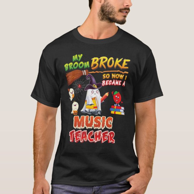 Camiseta Minha Broom Quebrou E Tornei-Me Um Halloween De Pr (Frente)