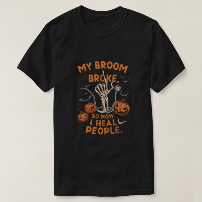 Camiseta Minha Broom Quebrou Então Agora Eu Curto Pessoas - (Frente do Design)