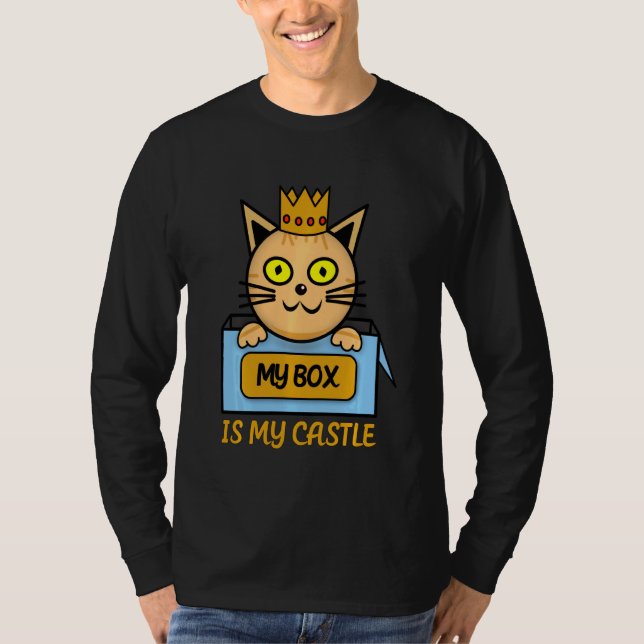 Camiseta Minha Caixa É Meu Castelo Assinar Que Meu Gato Gos (Frente)