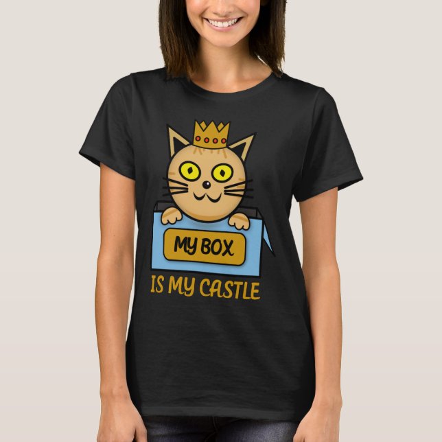 Camiseta Minha Caixa É Meu Castelo Assinar Que Meu Gato Gos (Frente)