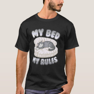 Camiseta Minha Cama Minhas Regras Divertido Humorístico Gat