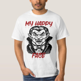 Camiseta Minha Cara Feliz, Engraçado Vampiro Halloween