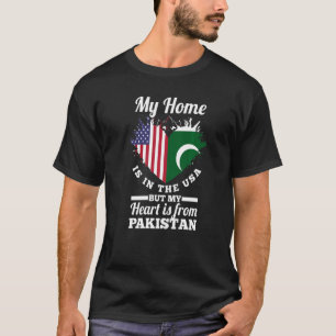 Camiseta Minha Casa É Nos Eua Mas Meu Coração É Do Paquistã