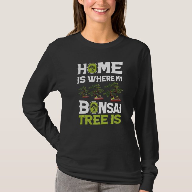 Camiseta Minha Casa Minhas Bonsai Árvores Bonsai Cute Bonsa (Frente)