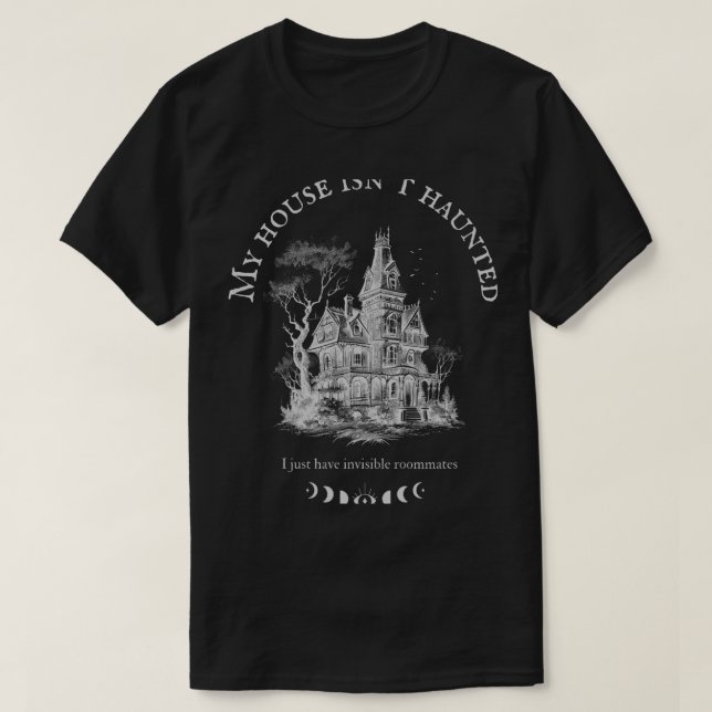Camiseta Minha casa não é assombrada (Frente do Design)