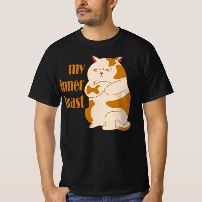 Camiseta Minha citação motivadora de gato preguiçoso e gord (Frente)