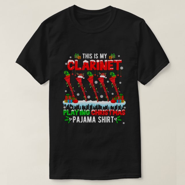 Camiseta Minha Clarinet Jogando Natal Papais noeis do Grupo (Frente do Design)
