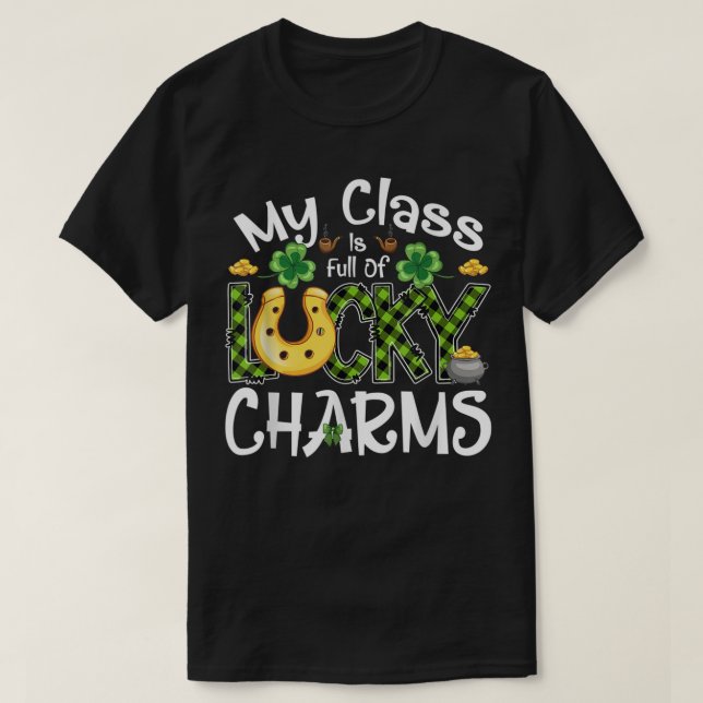 Camiseta Minha Classe É Cheio De Charmes Sortudos Professor (Frente do Design)
