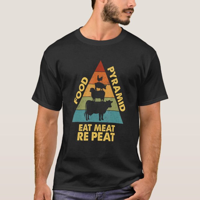 Camiseta Minha Comida Pirâmide Carnívoro Galinha Porco (Frente)