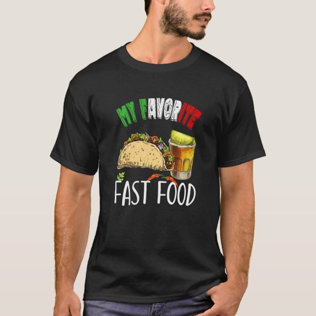 Camiseta Minha Comida Rápida Favorita Taco Tequila Cinco De (Frente)