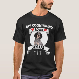 Camiseta Minha Coonhound Ama Jesus Mãe de Cachorro de Caça 