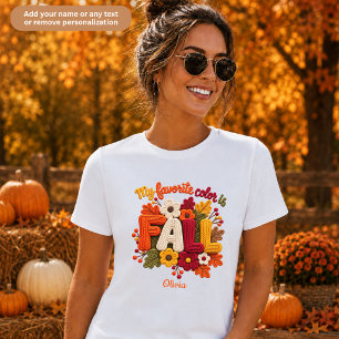 Camiseta Minha Cor Favorita é Outono Personalizado Feminino