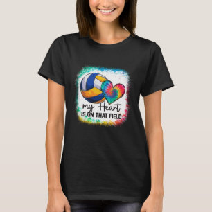 Camiseta Minha Coração Descolorido Está Naquele Campo Mãe d