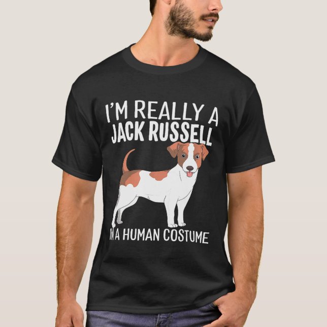 Camiseta Minha Costume Humana Sou Um Jack Russell Dog Hall (Frente)
