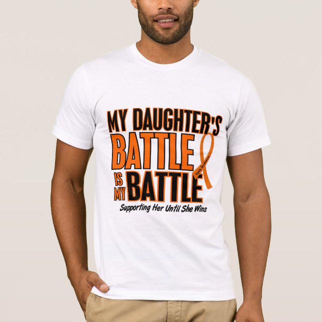Camiseta Minha da batalha leucemia da filha demasiado (Frente)