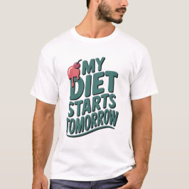 Camiseta Minha Dieta Começa Amanhã Engraçada