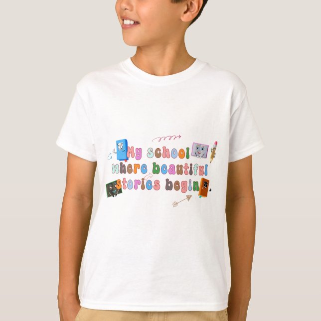 Camiseta Minha escola: onde belas memórias começam (Frente)
