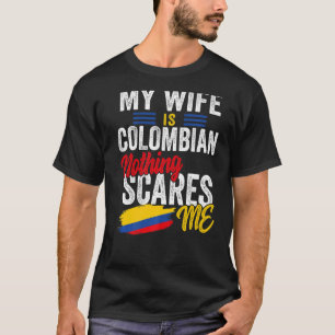 Camiseta Minha Esposa É A Bandeira Do Patrimônio Colombiano