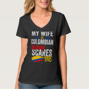 Camiseta Minha Esposa É A Bandeira Do Patrimônio Colombiano
