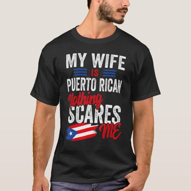 Camiseta Minha Esposa É A Bandeira Do Patrimônio Porto Rico (Frente)