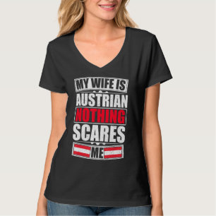 Camiseta Minha Esposa É Austríaca Nada Me Assusta Bandeira