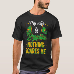 Camiseta Minha Esposa É Brasileira Bandeira Das Raízes Do P