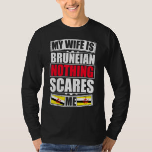 Camiseta Minha Esposa É Bruneian Nada Me Assusta Brunei Fla