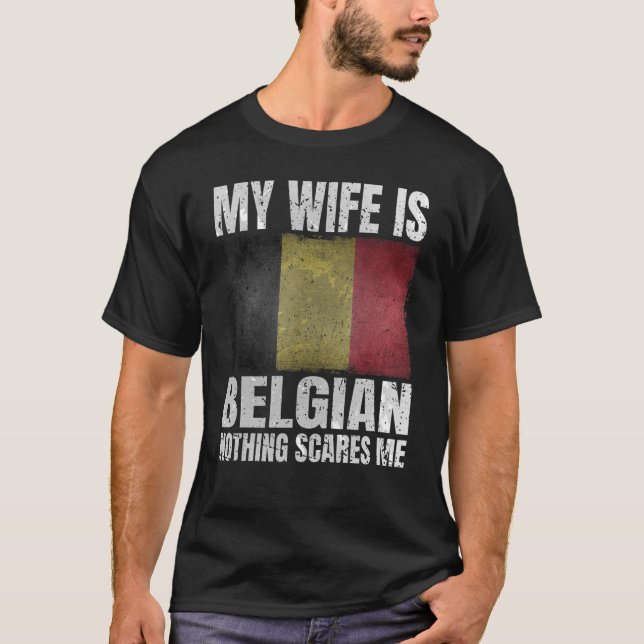 Camiseta Minha esposa é Impressão belga para o marido Bélgi (Frente)