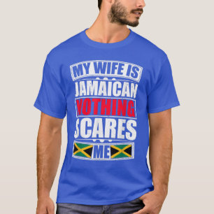 Camiseta Minha Esposa É Jamaicana Nada Me Assusta Bandeira