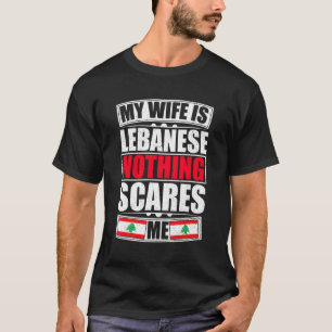 Camiseta Minha Esposa É Libanesa Nada Me Assusta Bandeira D