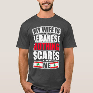 Camiseta Minha Esposa É Libanesa Nada Me Assusta Bandeira D