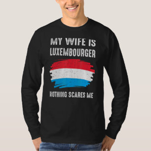 Camiseta Minha Esposa É Luxemburguesa Orgulho Bandeira Raíz