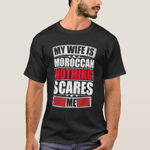 Camiseta Minha Esposa É Marroquina Nada Me Assusta Bandeira