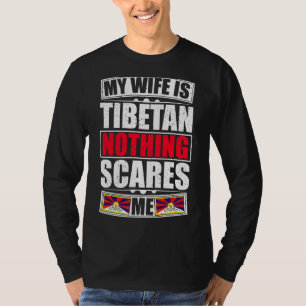 Camiseta Minha Esposa É Tibetana Nada Me Assusta Bandeira D